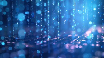 image of digital financial rain, with droplets of data refreshing the landscape of a virtual economic model