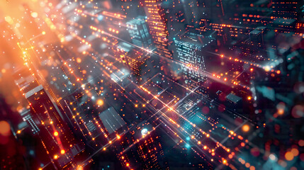 Fototapeta premium A image showcasing AI machine learning and modern computer technologies integrated with business technology and internet elements