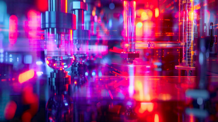 Obraz premium Abstract Photo of AI in Quantum Computing, in a Quantum Laboratory, with Abstract Lighting, from an Ethereal Angle, Capturing the Complexity of Quantum Algorithms
