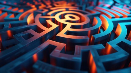 image of a digital financial labyrinth, where paths represent different fiscal strategies leading to the center of economic stability