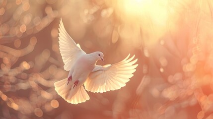 Christian bird symbolizes peace in abstract background.