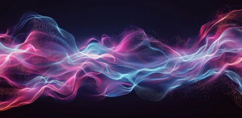 Obraz premium Abstract Pink And Blue Digital Waves On A Black Background