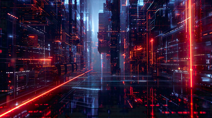 Obraz premium An immersive 3D conceptualization of artificial intelligence featuring sleek lines and intricate details that underscore the complexity and sophistication of AI technology