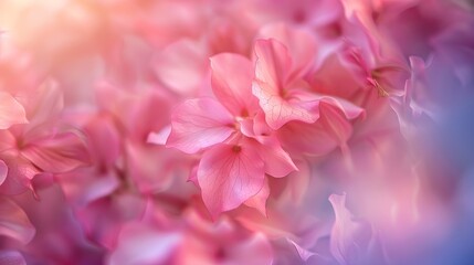 Fototapeta premium Soft, blurry pink petals. An abstract floral background out of focus.