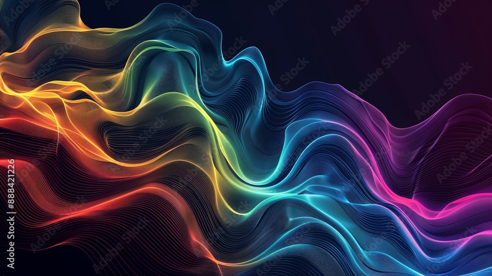 Poster a vibrant, dynamic wavy line background for websites, desktops, and brochures. this design features 