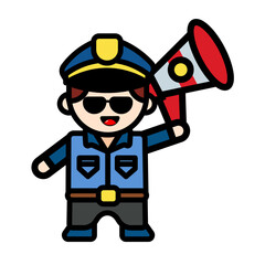 
policeman holding megaphone