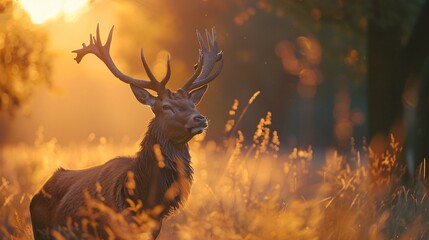 Red deer in a forest