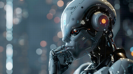 Fototapeta premium Realistic depiction of AI concept showcasing advanced technology and futuristic design elements symbolizing the cutting-edge developments in artificial intelligence