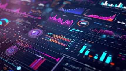futuristic view of a financial dashboard showing real-time corporate financial health metrics and indicators