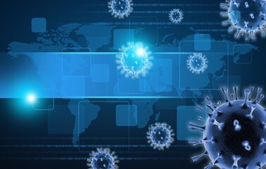 Abstract illustration with  virus Covid-19 molecule