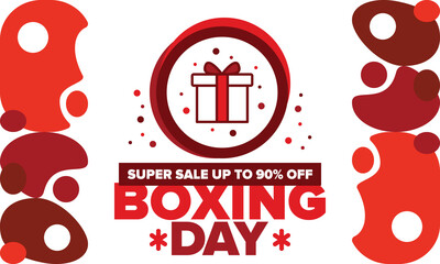 Boxing Day. Day after Christmas Day, when gifts are given! This holiday is associated with shopping and sporting events. Celebrated annually in the Great Britain on December 26th. Vector illustration