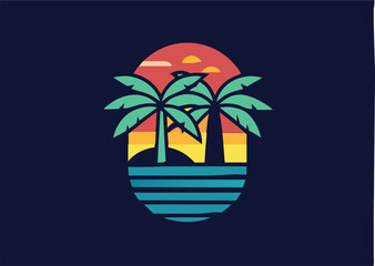 Fototapeta premium summer vibes with palm tree t-shirt design vector illustration