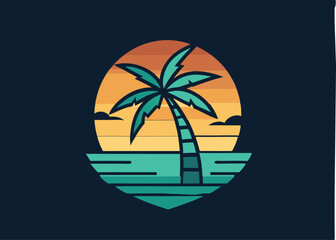 summer vibes with palm tree t-shirt design vector illustration