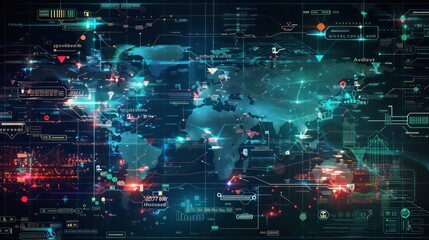Obraz premium digital financial ecosystem map for a multinational corporation, detailing interlinks between different markets and currencies