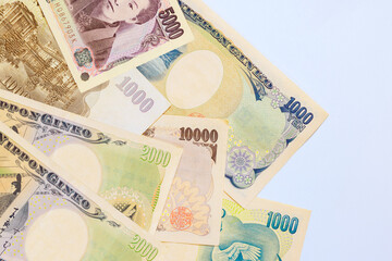 Nippon Ginko, Japanese National Bank, issues banknotes of Japanese yen in various denominations