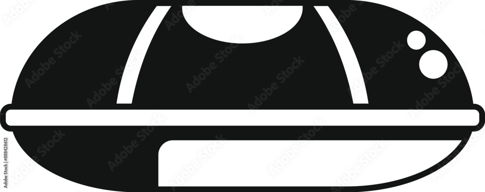 Aufkleber black and white icon of a spacecraft flying in outer space showing windows for viewing