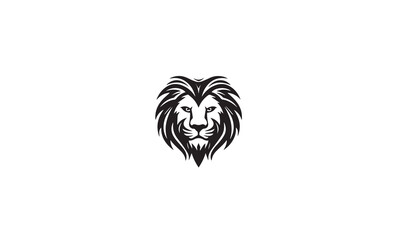 lion logo line art black simple on white background