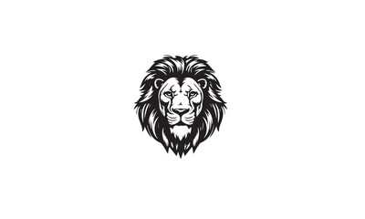 lion logo line art black simple on white background