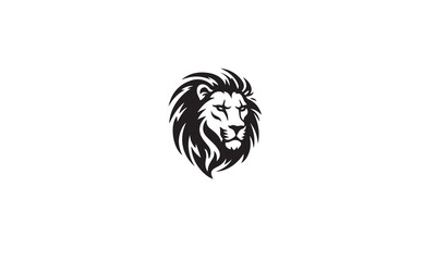 lion logo line art black simple on white background