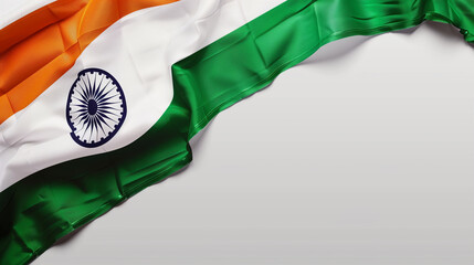 Indian flag on white background, banner copy space, Independence Day, Republic Day and Gandhi Jayanti