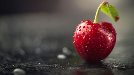 Juicy ripe cherry in close-up