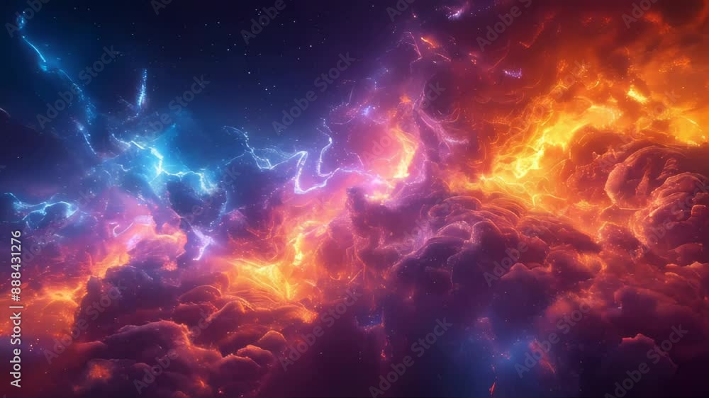 Poster abstract digital background with glowing particles. futuristic wave