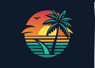 summer vibes with palm tree t-shirt design vector illustration