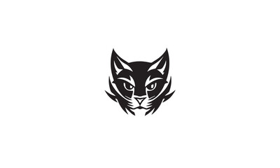 Fototapeta premium Vector flat cat black isolated on white background