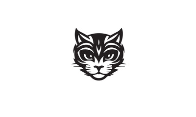 Vector flat cat black isolated on white background