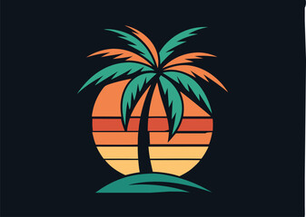 summer vibes with palm tree t-shirt design vector illustration