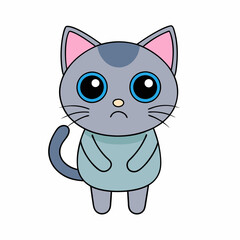 sad cat vector art illustration