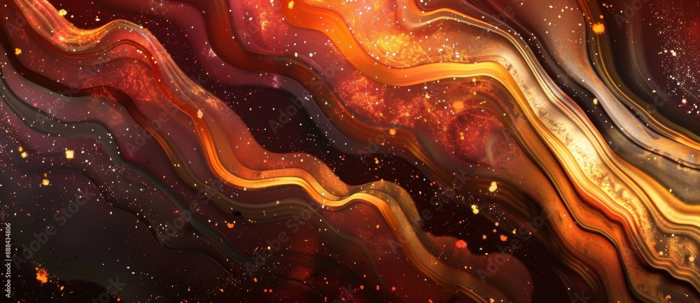 Poster abstract background with gold and red wavy lines, creating a luxurious and elegant design with a tou