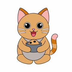 hungry cat icon vector art illustration