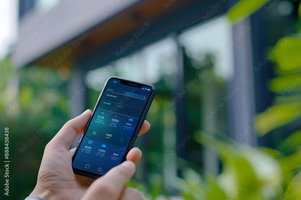 Aufkleber a person is holding a cell phone with a screen displaying the time, generative ai image.