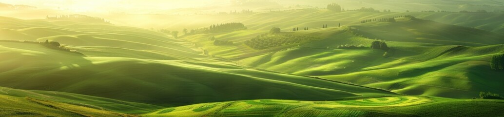 Sunrise Over Rolling Green Hills