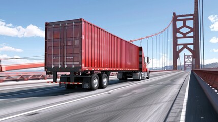Semi-Truck Crossing the Golden Gate Bridge