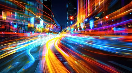 Obraz premium Cityscape at Night with Colorful Lights