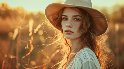 Woman in Hat, Warm Sunset Light