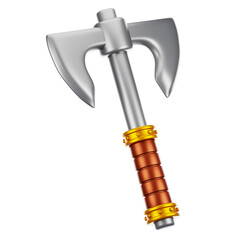 3d rendering battle axe icon with cartoon style. Game icon concept
