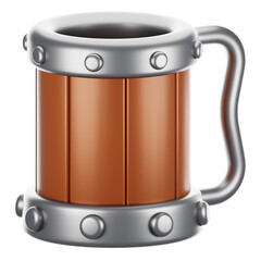 3d rendering beer mug icon with cartoon style. Game icon concept