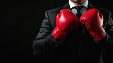Businessman Wearing Boxing Gloves