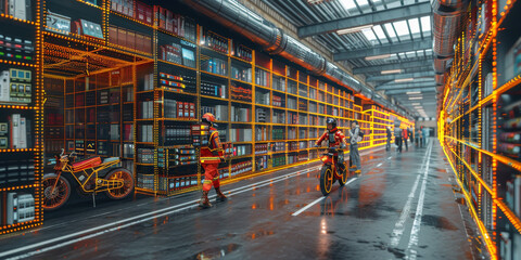 Fototapeta premium Creative digital data transfer and exchange folders on dark wallpaper. Backup data, virtual document storage or loading on cloud service. 3D Rendering.