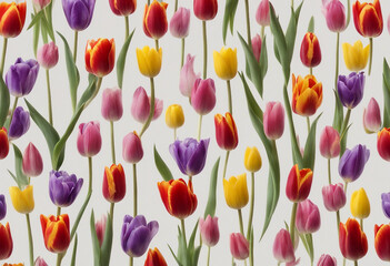Obraz premium Bouquet of colorful spring tulips flowers isolated on transparent background