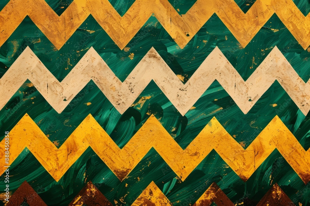 Poster captivating abstract background with stunning chevron pattern in gold, green, and beige hues, adding