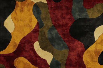 Abstract background with a textured surface showing red, yellow, green and black shapes intertwined. The background is ideal for design projects