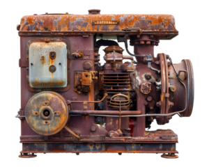 A vintage diesel generator on transparent background