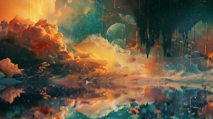 Dreamlike abstract background with surreal landscape
