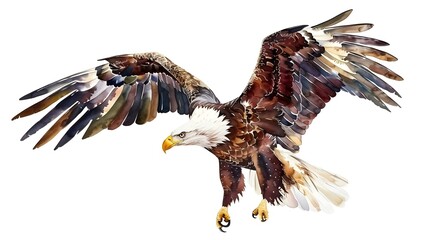 Obraz premium Eagle watercolor illustration on white background
