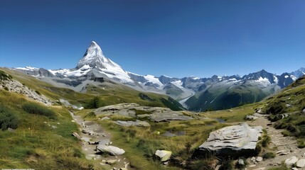 Panoramic view of Matterhorn in the Swiss Alps