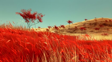 Red grass meadow